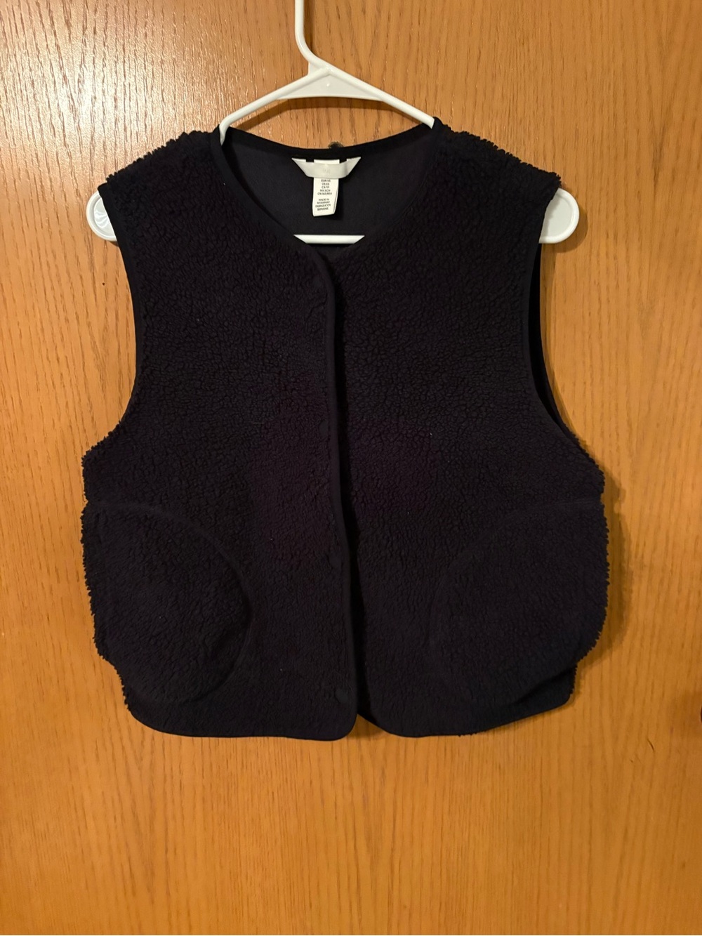 H&M Navy Sherpa Vest with Front Pockets